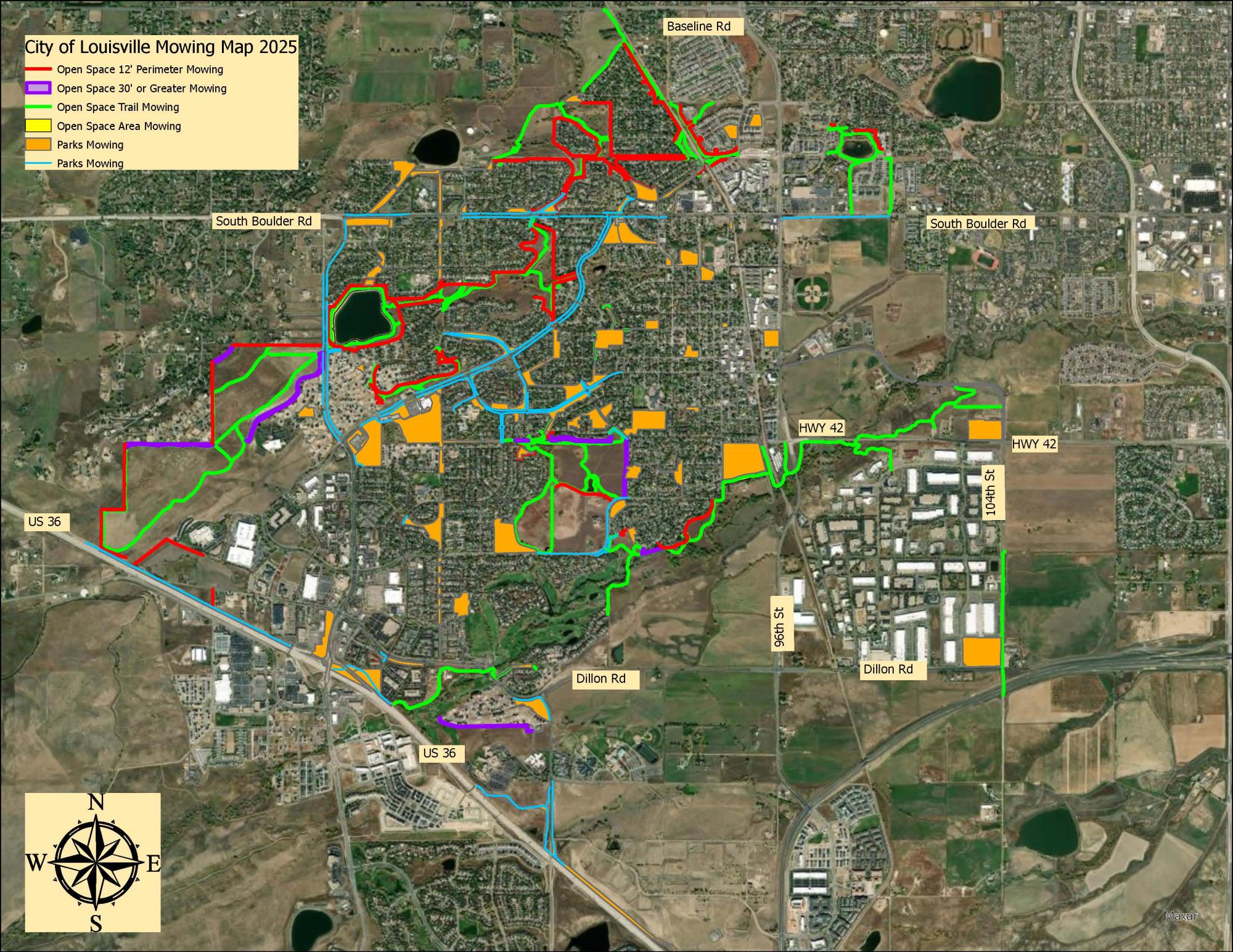 Parks and Open Space Mowing Map 2025 02 11