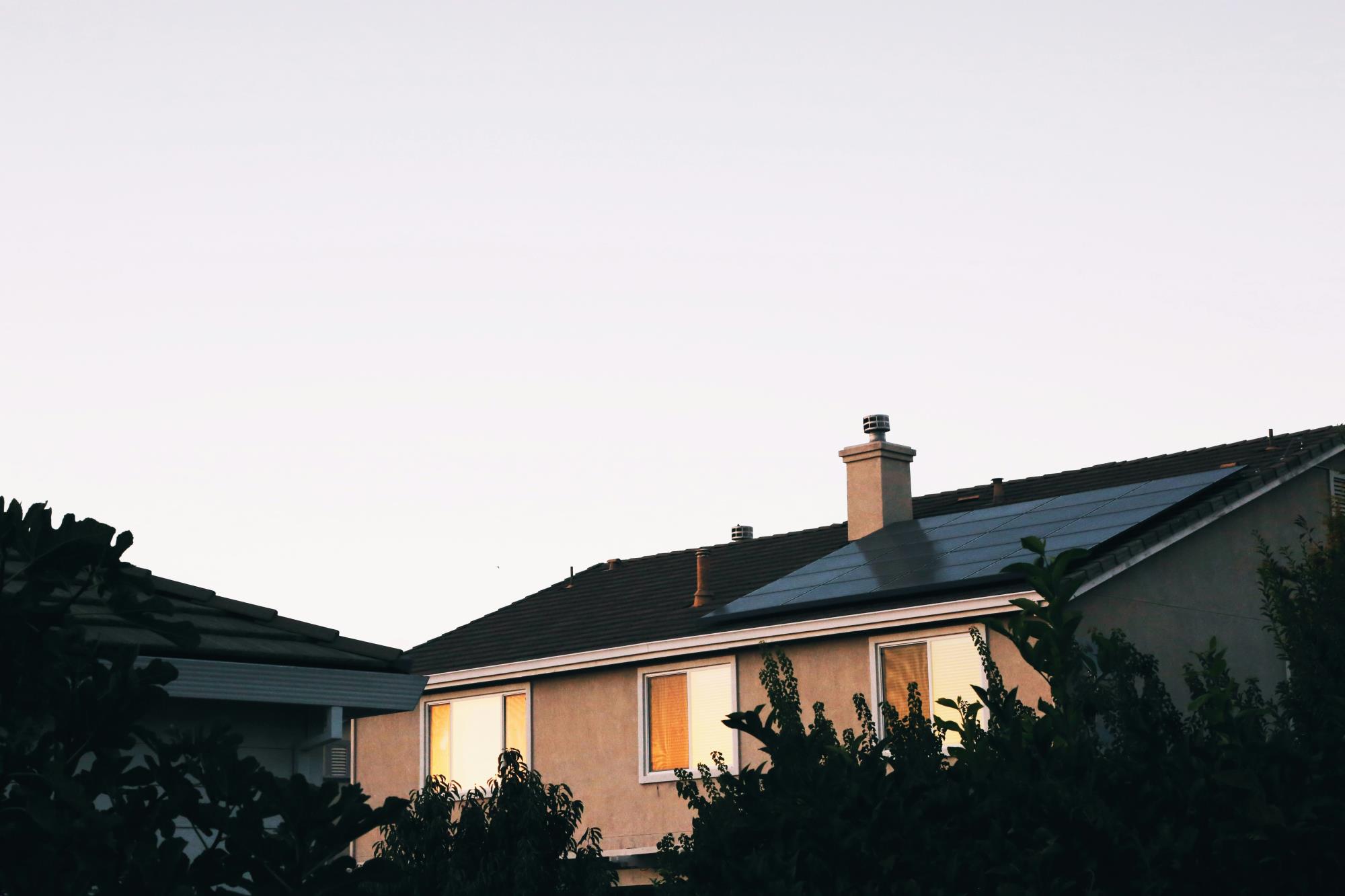 Solar panels on a house.
