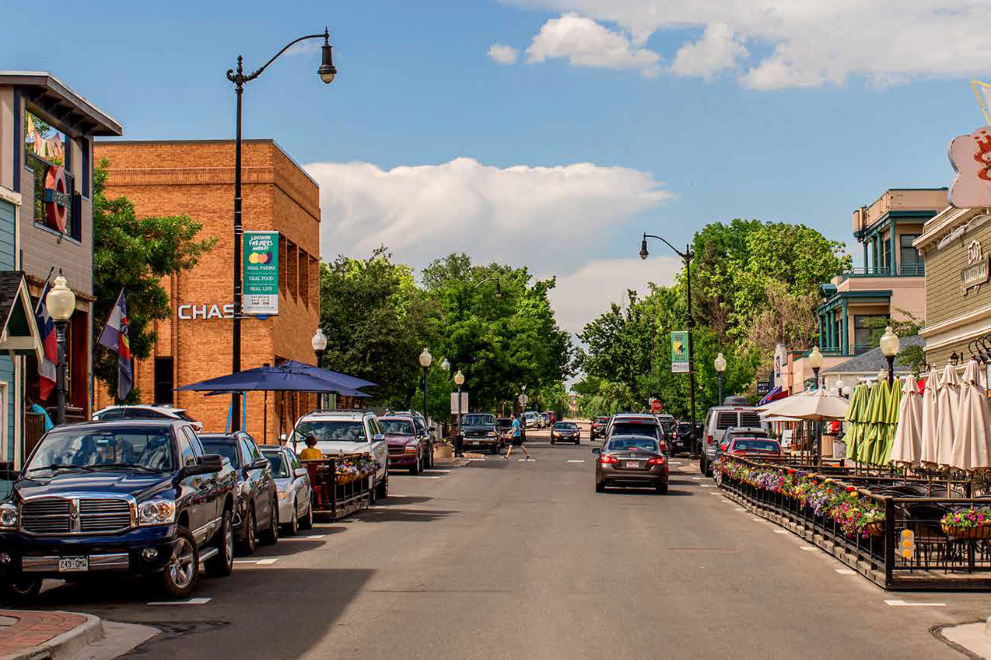 Photo of main street in Louisville, Colorado.